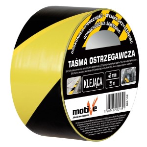 Taśma Ostrzegawcza Klejąca 48mm/25m Żółto-Czarna - Zewnątrzna, Wytrzymała