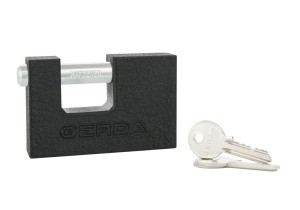 Kłódka GERDA Trzpieniowa Żeliwna 80mm - Hartowany Korpus, Czarna + 3 Klucze