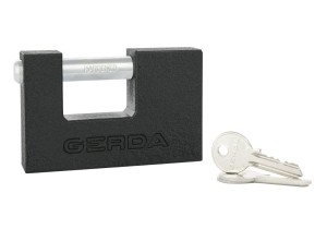Kłódka GERDA Trzpieniowa Żeliwna 90mm - Hartowany Korpus, Czarna + 3 Klucze