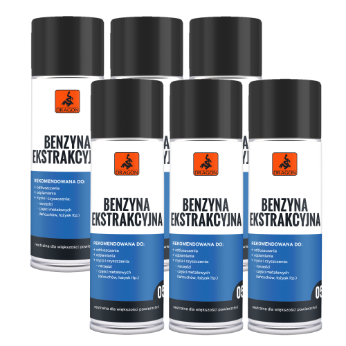 Benzyna Ekstrakcyjna 6x400ml Aerozol w Puszce - Odtłuszcza, Czyści, Odplamia