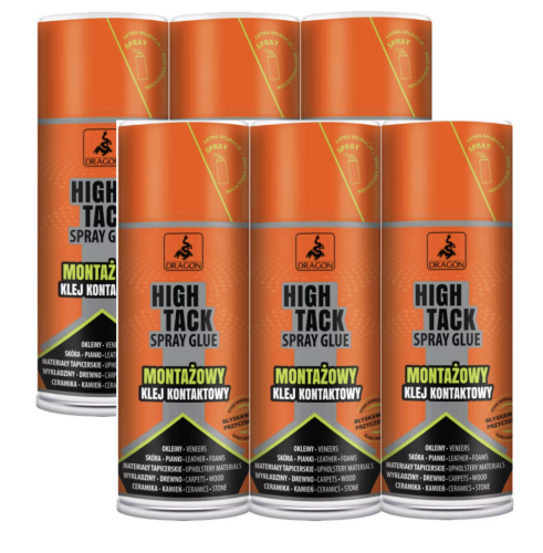Klej Montażowy Spray POWER HIGH TACK 6x400ml Wodoodporny Mocny Wydajny