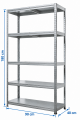 Regał 180x90x40 cm, ocynk: 5 półek metalowe, montaż bezśrubowy. Regał do przechowywania w garażu, piwnicy, magazynie i warsztacie.